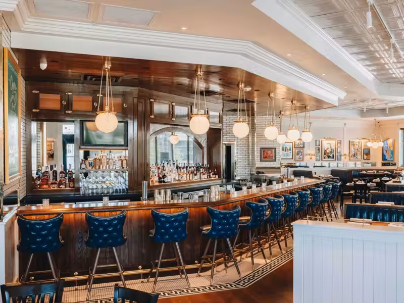 Bar and dining room inside Hudson House in Southlake
